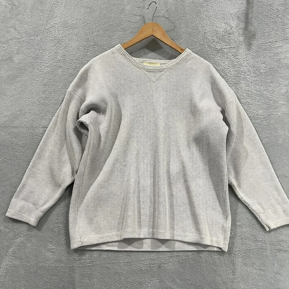 VINTAGE Eddie Bauer Sweater Mens Medium Ribbed Fisherman Crewneck Knit 90s‎